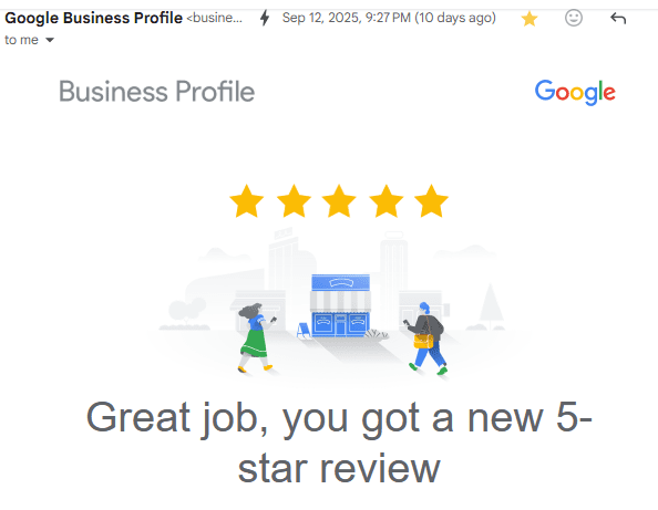 Google Business 5 star review